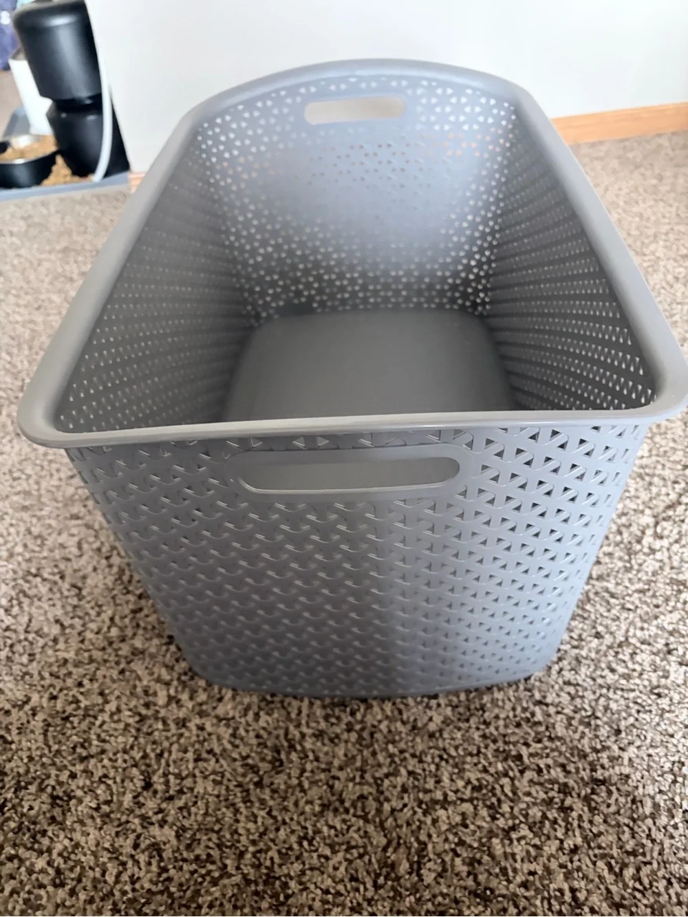 Gray Woven Plastic Storage Basket